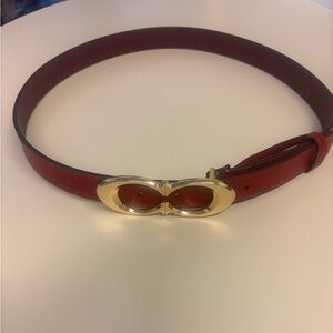Coach Red Belt with Gold and Silver Buckle